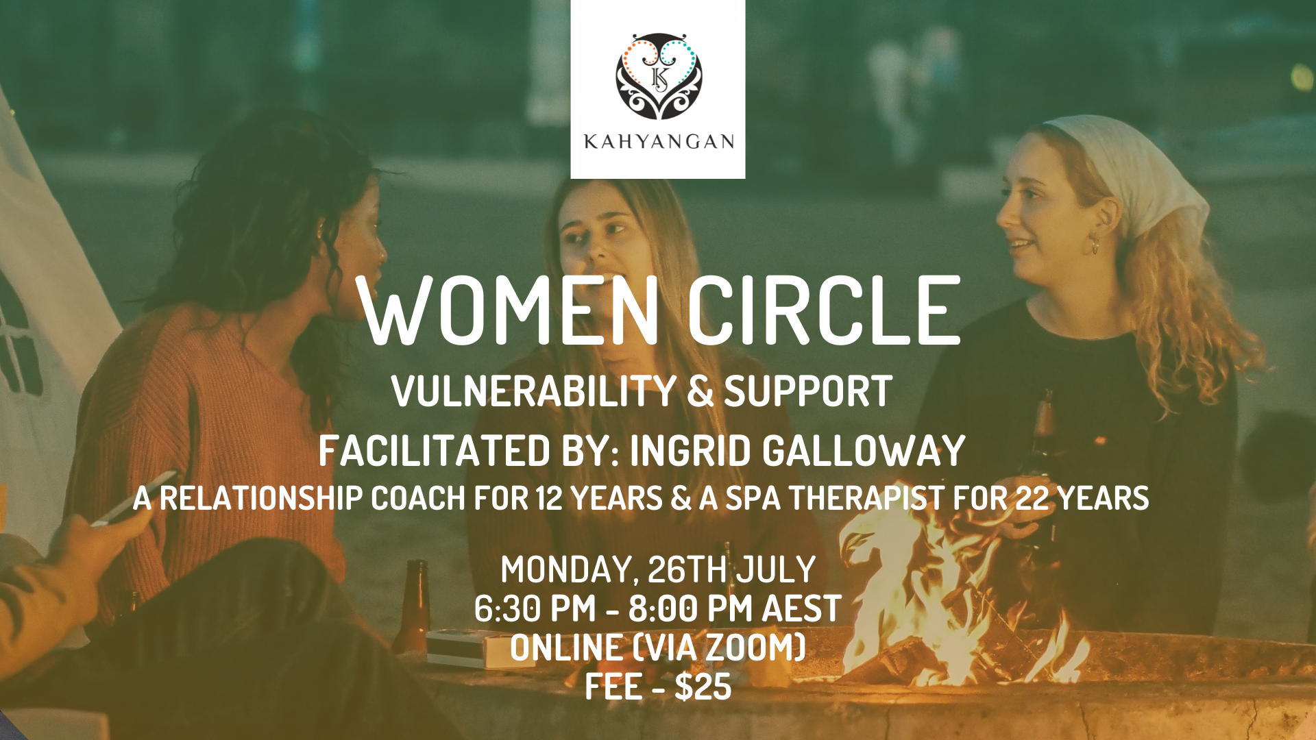 Women Circle in Five Dock - Vulnerability and Support women chatting around a bonfire